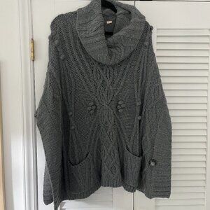 Anthropologie Cozy Knit Cable Poncho - One Size